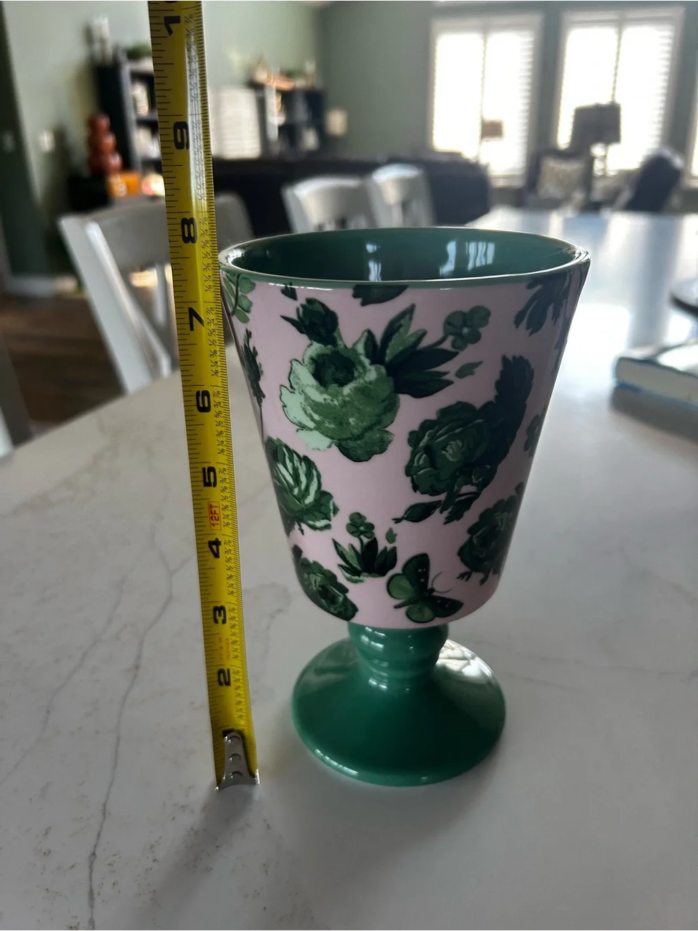 NWT Anthropologie Pink and Green Floral Vase - Home Accents